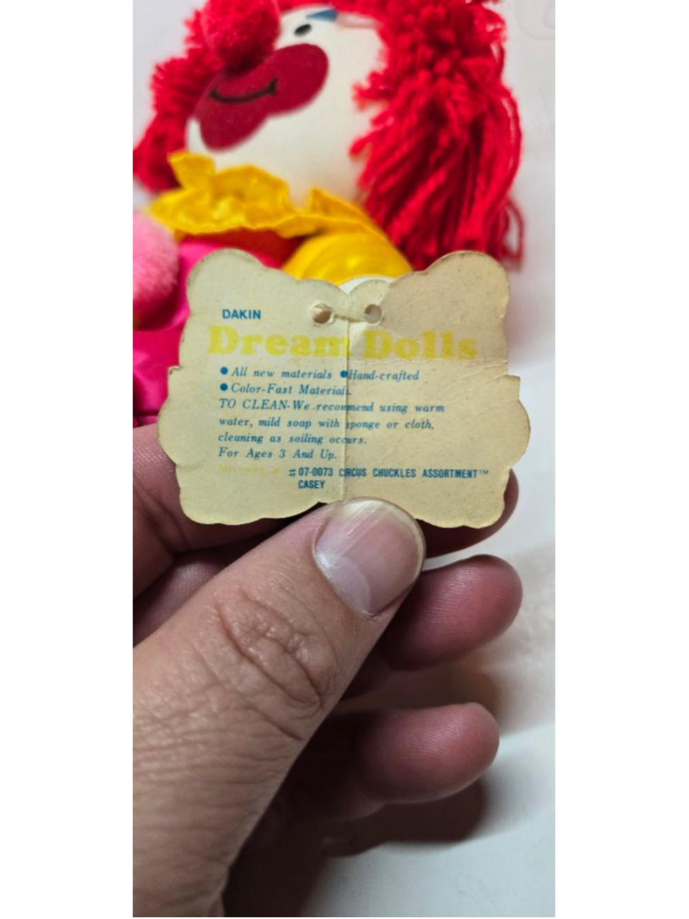 VINTAGE 1984 Dakin Clown Stuffed Plush Red Yellow Pink - Picture 4 of 10